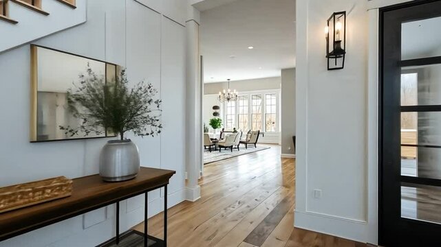 Elegant Farmhouse Interior Design: Grand Entrance Hallway