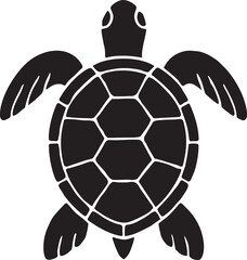 Fototapeta premium Monochrome Sea Turtle Illustration A Stylized Graphic of a Marine Reptile with Geometric Shell Design black