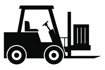Silhouette Illustration of a Forklift with Pallet, Equipment for Warehousing and Industry