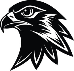 Obraz premium Stylized Falcon Head Silhouette in Black Vector Design