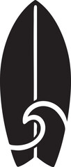 Minimalist Surfboard Icon with Wave Detail Black and White Design for Ocean and Surfing Enthusiasts Vector Illustration