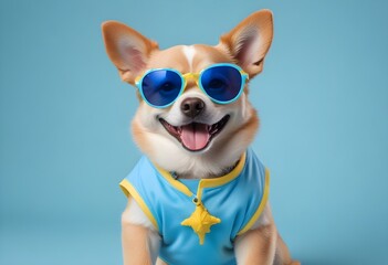 Lovely cool looking chihauhua dog with sunglasses  ready to go on vacation