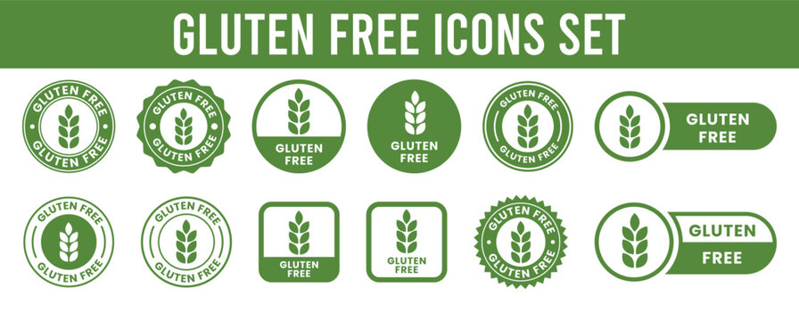 Best gluten free label or gluten free stamp vector isolated in flat style. Gluten free label vector for product packaging design element. Simple gluten free stamp for packaging design element.