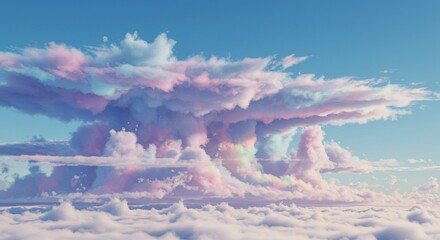 Aerial view of pastel colored clouds and blue sky dreamy skyscape nature photography wallpaper aesthetic