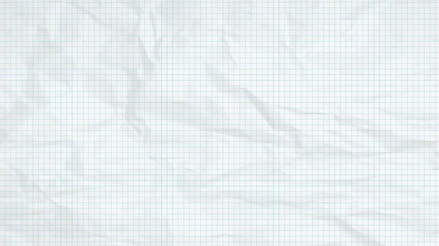 White Crumpled Sheet graph paper background wiggle animation. Architect background. Millimeter paper sheet grid. Geometry concept. Animation background.