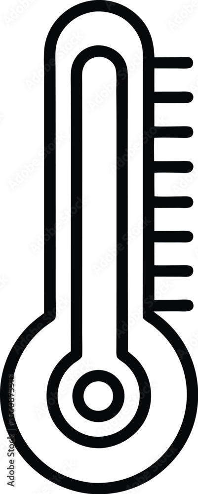 Poster minimal line art thermometer icon for measuring temperature isolated on transparent background