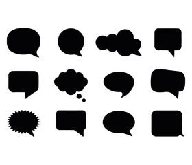 Speech Bubble Icon Set Vector Collection of Comic Style Dialogue Thought and Shouting Balloons in Black and White