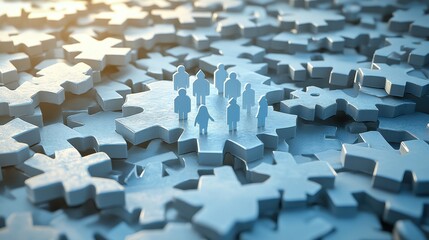 Small figures stand amid a complex network of gears.