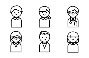 介護 シンプルな線画で描かれた人物アイコン ベクターのイラスト