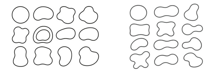 Unique abstract shapes displayed in a grid layout showcasing various forms and contours