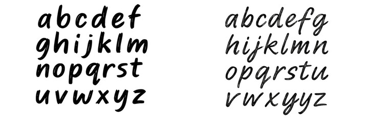 Different styles of handwritten letters presented side by side for comparison of lowercase typography in a creative format
