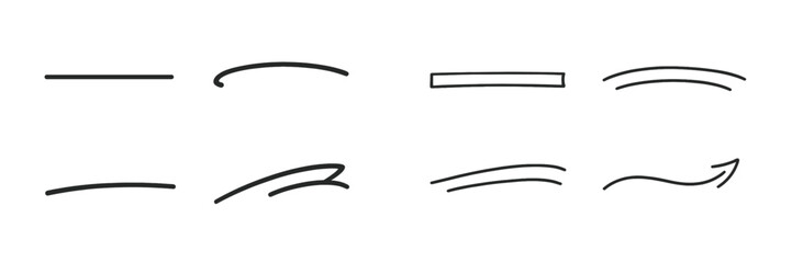 Simple black line designs illustrating various shapes and curves for artistic expression