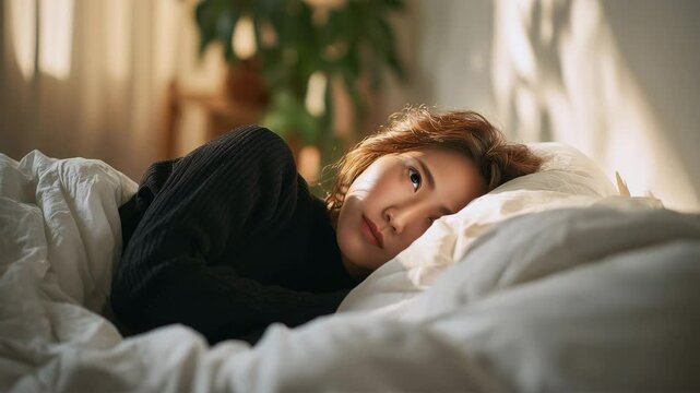 白い布団で安らかに眠る女性