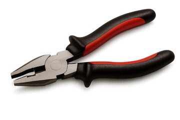 Obraz premium Combination pliers with red and black handles on transparent background