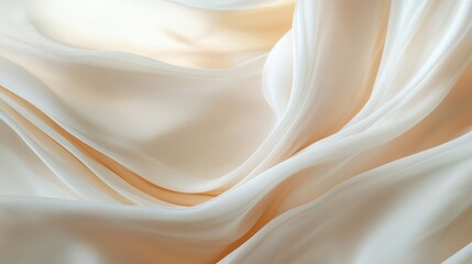Obraz premium Delicate folds of cream fabric create a serene and calming texture in soft light during a sunny afternoon