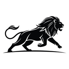 Dynamic Lion Jumping Artwork Vector Illustration