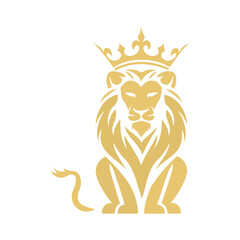 Crowned Lion Head Artwork Vector Illustration