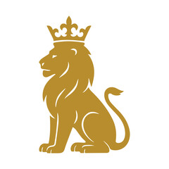 Majestic Crowned Lion Head Vector Illustration