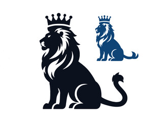 Roaring Lion Sitting Silhouette Artwork Vector Illustration