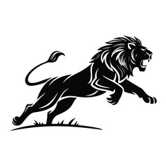 Strong Angry Lion Jumping Artwork Vector Illustration
