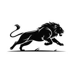 Strong Angry Lion Jumping Artwork Vector Illustration