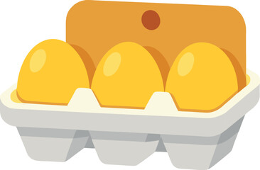 Empty egg carton for six eggs isolated on transparent background