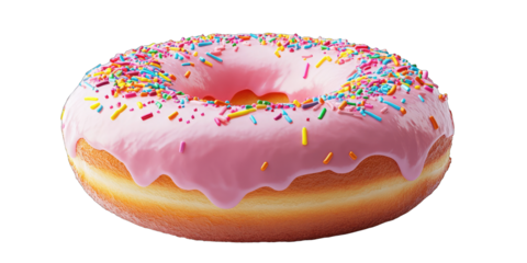 Pink glazed donut with sprinkles (3)