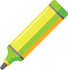 Bright yellow highlighter pen isolated on transparent background for creative design