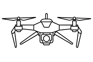 Black Line Drone Icon Minimalist Outlines of Aerial Photography Equipment Silhouette