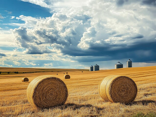 hay bales in the field