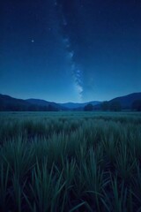 Serene Starlit Night Gently Swaying Tall Grass Under a Tranquil Sky, Perfect for Relaxation and Sleep Apps