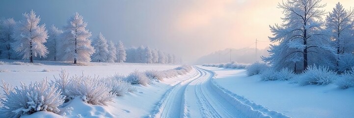 Breathtaking Winter Landscape Frost-Covered Serenity in a Frozen World
