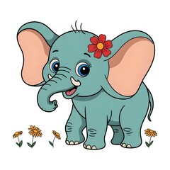 Obraz premium A cute cartoonish elephant illustration on a white background 