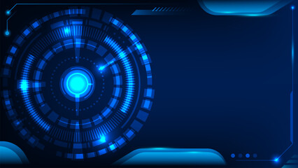 Futuristic Blue HUD Interface Circular Digital Elements High-Tech Frame Design on Dark Background