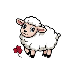 Obraz premium A cute cartoonish sheep illustration on a white background 