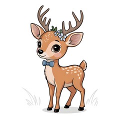 Fototapeta premium A cute cartoonish deer illustration on a white background 