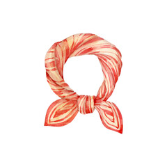 Watercolour hand drawn autumn silk scarf. Autumn accessorise scarf with stripes and knot in watercolour technique use as print, label, sticker, package design, illustration, card, invitation.