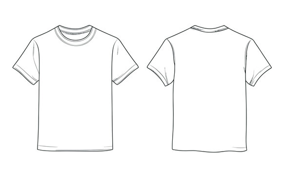 The Overfit Tee shirt features a flat technical drawing template for unisex fashion, including front and back views in white