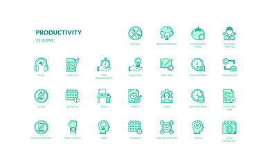Productivity Icon Set for Task and Time Management
