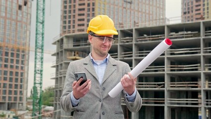 Portrait of man working outside on site
