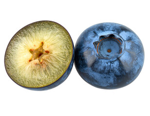Halved Blueberry Isolated on Transparent Background