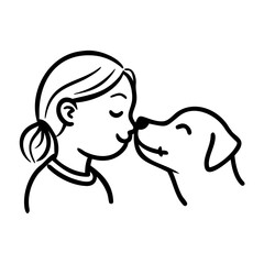 Obraz premium Girl kissing a dog on the nose celebrating International Dog Day 