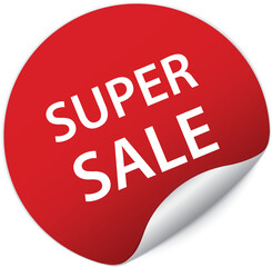 SUPER SALE - round red sticker banner
