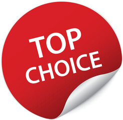 TOP CHOICE - round red sticker banner