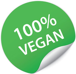 100% VEGAN – round green sticker banner