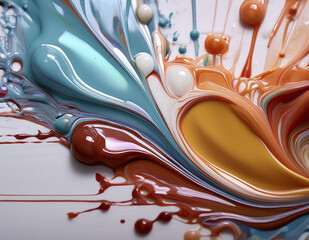 A pool of paint slowly spreading across a white canvas, captured in macro detail