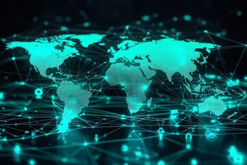 Fototapeta premium A luminous map illustrating the intricate web of global technology and connectivity.