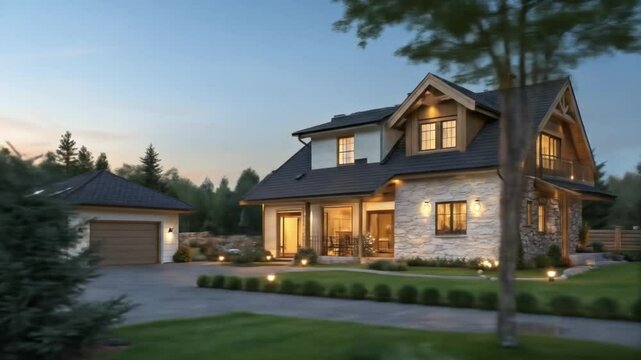Dream home exterior design ideas modern house architecture with garage and beautiful landscaping view