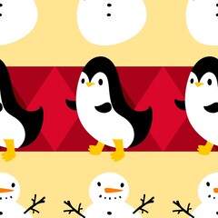 Christmas animals seamless penguin pattern for wrapping paper and fabrics