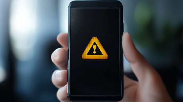 Caution alert displayed on a smartphone suggests care is needed.